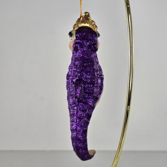 Katherine's Collection Jeweled Kissing Seahorse Christmas Ornament Purple Glitte - Picture 2 of 8